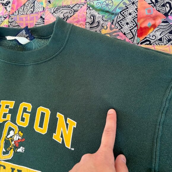 Vintage Jansport Oregon Ducks Sweatshirt Mens Medium Pullover Disney Donald Duck - Picture 4 of 8